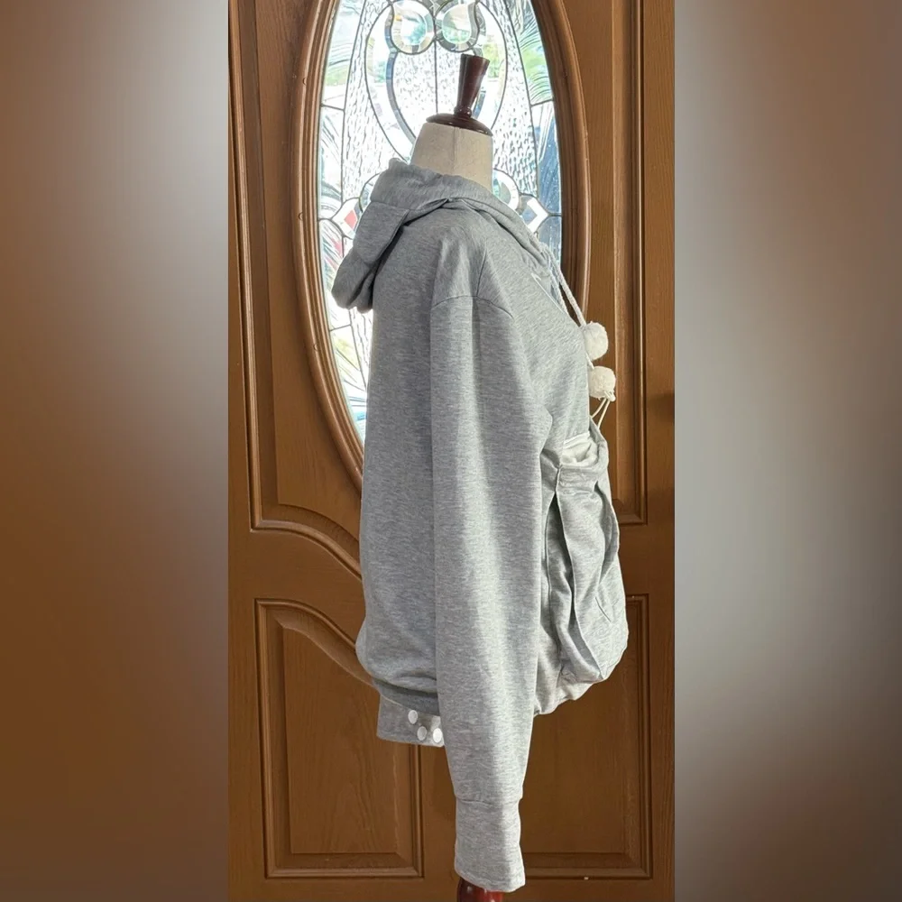 Gray Cat Hoodie for Pet Lovers
